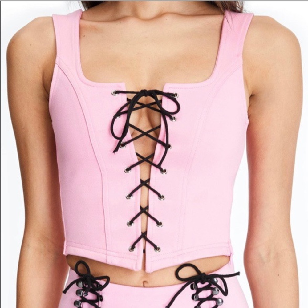 i am gia lace up corset style tank